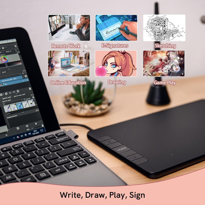 VEIKK VK640 Drawing Tablet 6x4 inch Portable Pen Tablet with 8192 Levels Battery-Free Stylus Graphic Tablet, 6 Shortcuts for Android Windows Mac OS and Chromebook, Support Tilt Function VEIKK VK640 Drawing Tablet 6x4 inch Portable Pen Tablet with 8192 Levels Battery-Free Stylus Graphic Tablet, 6 Shortcuts for Android Windows Mac OS and Chromebook, Support Tilt Function