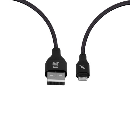 FLiX (Beetel) USB to Lightning Nylon Braided Data Sync & 2A Fast Charging Cable, Made in India, 480Mbps Data Sync, Super strong & Durable Nylon Cable, 1 Meter Long USB Cable (Black)(XCD-L103)