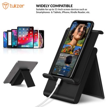Tukzer Tabletop Foldable & Portable Desktop Telescopic Smartphone Tablet Table Stand with Adjustable Height, Angle & Silicone Pad Supports Upto 11 inches(27cm) Tab for Android & Mobile, Silver - TZ-T9 Tukzer Tabletop Foldable & Portable Desktop Telescopic Smartphone Tablet Table Stand with Adjustable Height, Angle & Silicone Pad Supports Upto 11 inches(27cm) Tab for Android & Mobile, Silver - TZ-T9