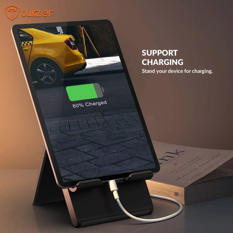 Tukzer Tabletop Foldable & Portable Desktop Telescopic Smartphone Tablet Table Stand with Adjustable Height, Angle & Silicone Pad Supports Upto 11 inches(27cm) Tab for Android & Mobile, Silver - TZ-T9 Tukzer Tabletop Foldable & Portable Desktop Telescopic Smartphone Tablet Table Stand with Adjustable Height, Angle & Silicone Pad Supports Upto 11 inches(27cm) Tab for Android & Mobile, Silver - TZ-T9