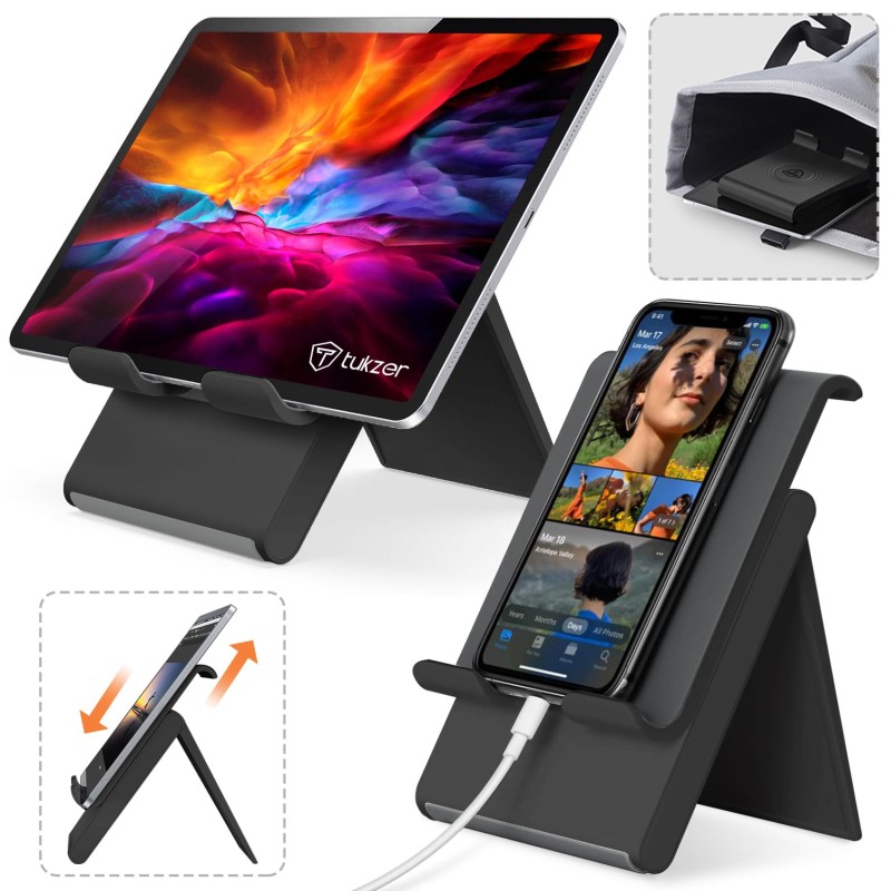 Tukzer Tabletop Foldable & Portable Desktop Telescopic Smartphone Tablet Table Stand with Adjustable Height, Angle & Silicone Pad Supports Upto 11 inches(27cm) Tab for Android & Mobile, Silver - TZ-T9 Tukzer Tabletop Foldable & Portable Desktop Telescopic Smartphone Tablet Table Stand with Adjustable Height, Angle & Silicone Pad Supports Upto 11 inches(27cm) Tab for Android & Mobile, Silver - TZ-T9