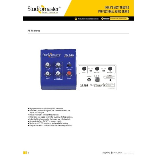 Studiomaster SD 300 with ECHO/DELAY Digital Sound Mixer