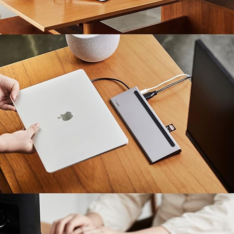 Belkin USB C Hub, 11-in-1 MultiPort Adapter Dock with 4K HDMI, DP, VGA, USB-C 100W PD Pass-Through Charging, 3 USB A, Gigabit Ethernet, SD, MicroSD, 3.5mm Ports for MacBook Pro, Air, XPS and More Belkin USB C Hub, 11-in-1 MultiPort Adapter Dock with 4K HDMI, DP, VGA, USB-C 100W PD Pass-Through Charging, 3 USB A, Gigabit Ethernet, SD, MicroSD, 3.5mm Ports for MacBook Pro, Air, XPS and More