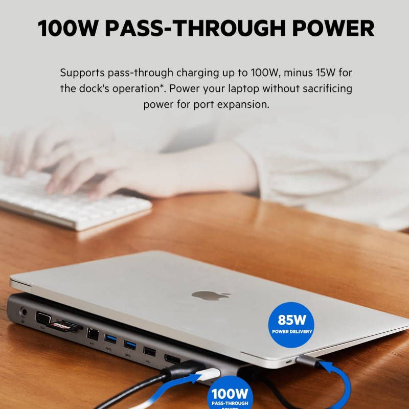Belkin USB C Hub, 11-in-1 MultiPort Adapter Dock with 4K HDMI, DP, VGA, USB-C 100W PD Pass-Through Charging, 3 USB A, Gigabit Ethernet, SD, MicroSD, 3.5mm Ports for MacBook Pro, Air, XPS and More Belkin USB C Hub, 11-in-1 MultiPort Adapter Dock with 4K HDMI, DP, VGA, USB-C 100W PD Pass-Through Charging, 3 USB A, Gigabit Ethernet, SD, MicroSD, 3.5mm Ports for MacBook Pro, Air, XPS and More