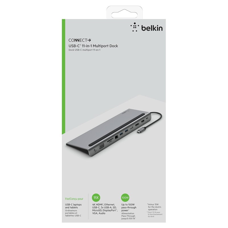 Belkin USB C Hub, 11-in-1 MultiPort Adapter Dock with 4K HDMI, DP, VGA, USB-C 100W PD Pass-Through Charging, 3 USB A, Gigabit Ethernet, SD, MicroSD, 3.5mm Ports for MacBook Pro, Air, XPS and More Belkin USB C Hub, 11-in-1 MultiPort Adapter Dock with 4K HDMI, DP, VGA, USB-C 100W PD Pass-Through Charging, 3 USB A, Gigabit Ethernet, SD, MicroSD, 3.5mm Ports for MacBook Pro, Air, XPS and More