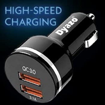 Dyazo 30 Watt Qualcomm 3.0 Fast Charging Dual USB Port CAR Mobile Charger QC 3.0 2.4 A with Free 3 in 1 Cable Fast Charging Compatible with Samsung Galaxy iPhone XR X 8 7 6 5 Moto LG & More Dyazo 30 Watt Qualcomm 3.0 Fast Charging Dual USB Port CAR Mobile Charger QC 3.0 2.4 A with Free 3 in 1 Cable Fast Charging Compatible with Samsung Galaxy iPhone XR X 8 7 6 5 Moto LG & More