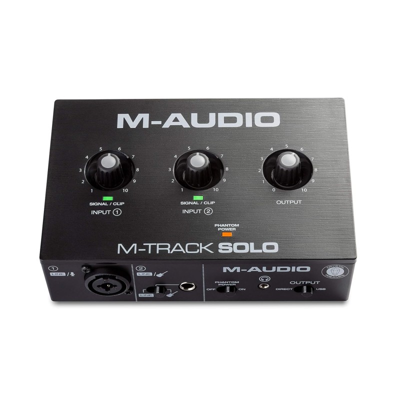 M-Audio M-Track Solo � USB Audio Interface for Recording, Streaming and Podcasting with XLR, Line and DI Inputs, Plus a Software Suite Included
