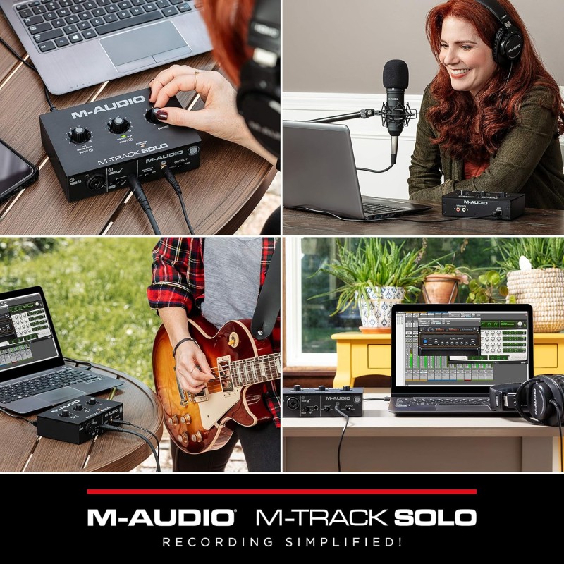 M-Audio M-Track Solo � USB Audio Interface for Recording, Streaming and Podcasting with XLR, Line and DI Inputs, Plus a Software Suite Included