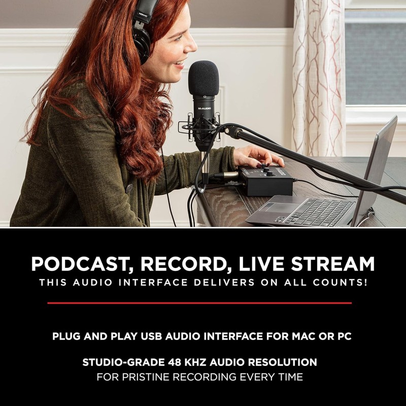 M-Audio M-Track Solo � USB Audio Interface for Recording, Streaming and Podcasting with XLR, Line and DI Inputs, Plus a Software Suite Included