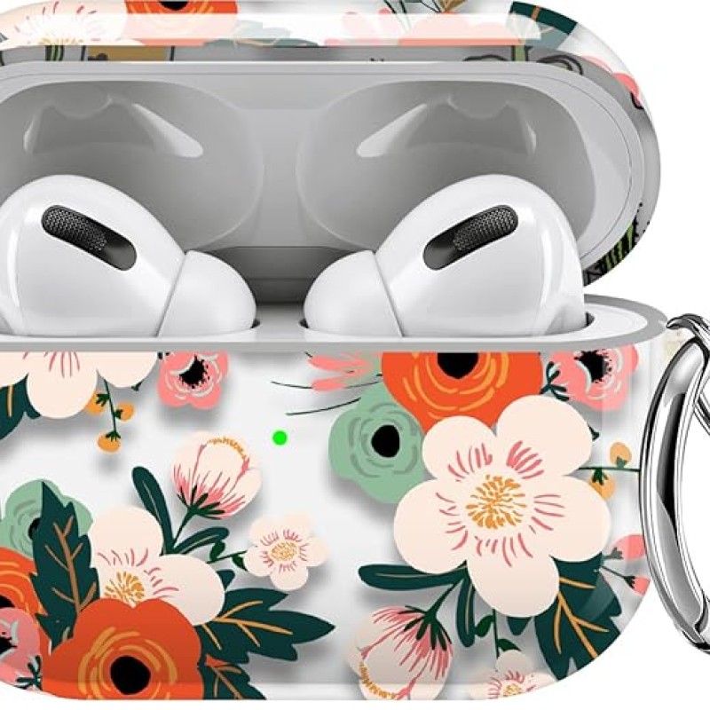 Maxjoy Compatible AirPods Pro Case Cover, Clear Cute Protective Case with Keychain Strap Hard Shockproof Floral Cover for Women Girls Men Compatible with Apple AirPods Pro 3 Charging Case, Flower Maxjoy Compatible AirPods Pro Case Cover, Clear Cute Protective Case with Keychain Strap Hard Shockproof Floral Cover for Women Girls Men Compatible with Apple AirPods Pro 3 Charging Case, Flower
