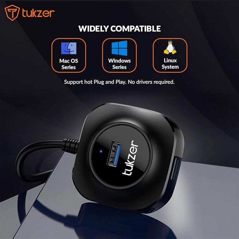 Tukzer USB C Hub Ultra-Slim USB-C Superspeed Adapter with 4 USB 3.0 Ports USB Type C Hub for All Laptops and More USB Type C Devices (TZ-U13 Black) Tukzer USB C Hub Ultra-Slim USB-C Superspeed Adapter with 4 USB 3.0 Ports USB Type C Hub for All Laptops and More USB Type C Devices (TZ-U13 Black)