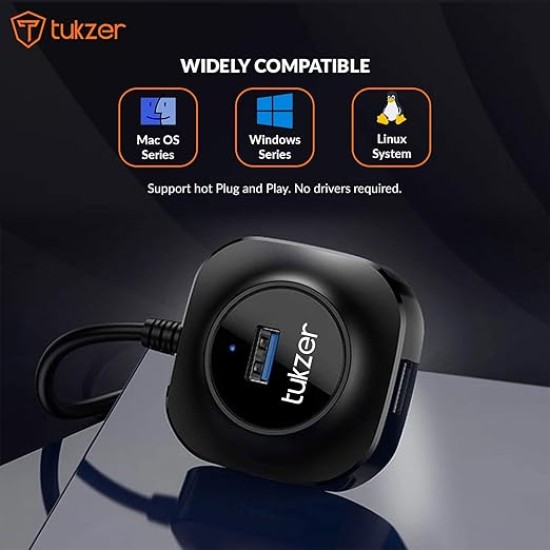 Tukzer USB C Hub Ultra-Slim USB-C Superspeed Adapter with 4 USB 3.0 Ports USB Type C Hub for All Laptops and More USB Type C Devices