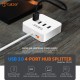 Tukzer 4-Ports USB A to USB 3.0 HUB with High-Speed Data Transfer & Fast Charing Ports, Compatible for MacBook Air, Mac Mini, iMac Pro, Microsoft Surface, UltraBooks, Laptop, Notebook, Desktop (White)