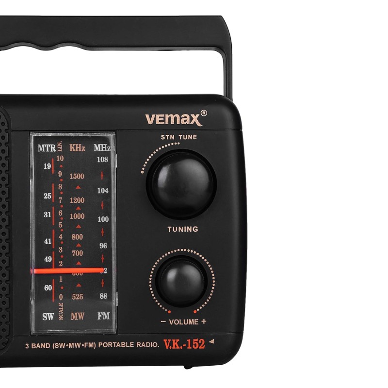 Vemax Base 3-Band (FM/AM/MW) Portable Radio (Black) Vemax Base 3-Band (FM/AM/MW) Portable Radio (Black)