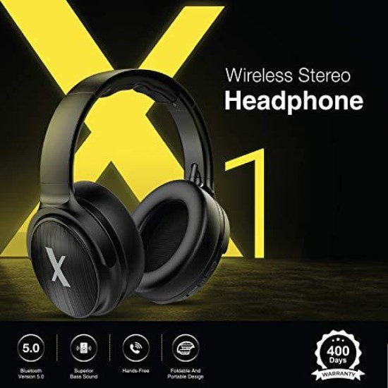 FLiX (Beetel) X1 Over-Ear Wireless BT 5.0 Headphone with Builtin Mic,40MM Drivers for Immersive Audio with Thumping Bass,Upto 20H Playback,AUX & SD Card Support,Voice Assistant (Black)(XBH-H10)