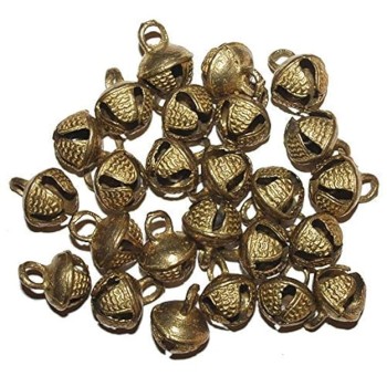 UAPAN Brass Ghungroo Ankle Bells Loose Beads (50 Nos), Gold