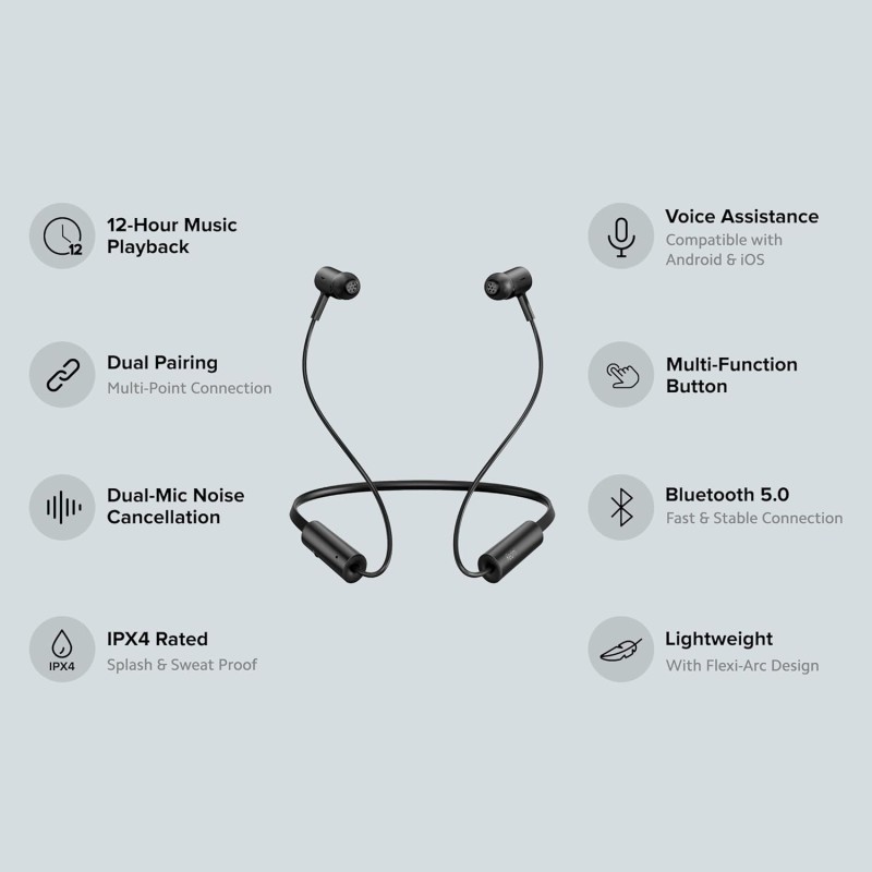 Redmi SonicBass Wireless In Ear Earphones with Mic Noise Cancellation, IPX4 Splash & Sweat Proof, Multi-Point Dual Pairing, Light-Weight Neckband, Bluetooth 5.0 & Up to 12 hrs of Playback Time (Black) Redmi SonicBass Wireless In Ear Earphones with Mic Noise Cancellation, IPX4 Splash & Sweat Proof, Multi-Point Dual Pairing, Light-Weight Neckband, Bluetooth 5.0 & Up to 12 hrs of Playback Time (Black)