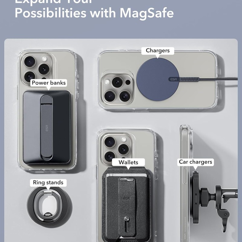 ESR Magnetic Ring 360, Compatible with MagSafe Sticker, Universal Magnetic Kit for iPhone 16/15/14/13/12/11/X Series, Galaxy Samsung and More, 2 Pack, MagSafe Accessories, Black and Silver ESR Magnetic Ring 360, Compatible with MagSafe Sticker, Universal Magnetic Kit for iPhone 16/15/14/13/12/11/X Series, Galaxy Samsung and More, 2 Pack, MagSafe Accessories, Black and Silver