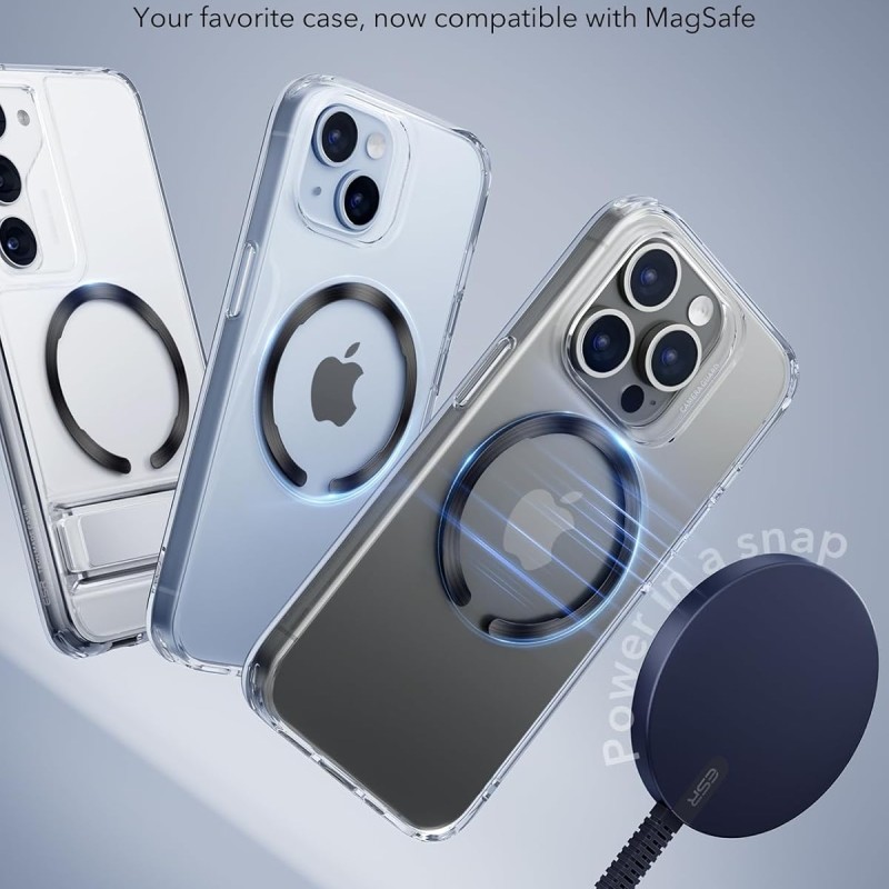 ESR Magnetic Ring 360, Compatible with MagSafe Sticker, Universal Magnetic Kit for iPhone 16/15/14/13/12/11/X Series, Galaxy Samsung and More, 2 Pack, MagSafe Accessories, Black and Silver ESR Magnetic Ring 360, Compatible with MagSafe Sticker, Universal Magnetic Kit for iPhone 16/15/14/13/12/11/X Series, Galaxy Samsung and More, 2 Pack, MagSafe Accessories, Black and Silver