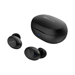 PHILIPS Audio TWS Bluetooth Truly Wireless in Ear Earbuds with Mic IPX5, Touch Control, 18 Hr Playtime (6+12), C-Type Charging (TAT1235, Black)