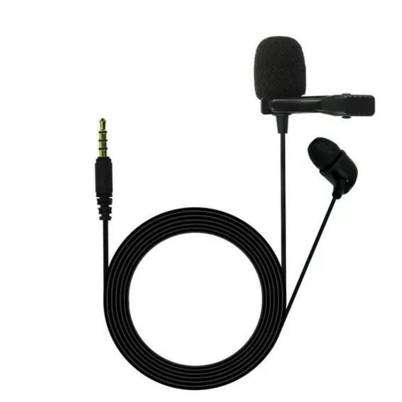 JBL Commercial CSLM20 Auxiliary Omnidirectional Lavalier Microphone, Earphone For calls, Video Conferences, And Monitoring, Black, Small