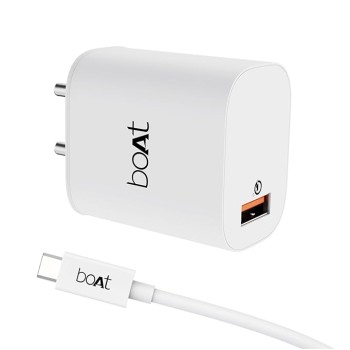 boAt 18W QC 3.0 with Fast Charge, Smart IC Protection, Auto Detection for Samsung, Xiaomi & Android Users with Type C to Type C Cable,White
