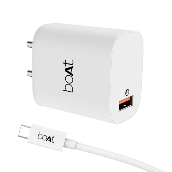 boAt 18W QC 3.0 with Fast Charge, Smart IC Protection, Auto Detection for Samsung, Xiaomi & Android Users with Type C to Type C Cable,White