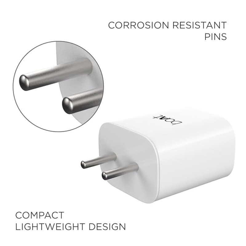 boAt 18W QC 3.0 with Fast Charge, Smart IC Protection, Auto Detection for Samsung, Xiaomi & Android Users with Type C to Type C Cable,White