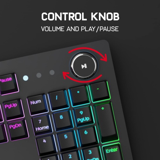 Redgear Shadow Blade Mechanical Keyboard with Drive Customization,Wired Spectrum Led Lights, Media Control Knob and Wrist Support(Black)