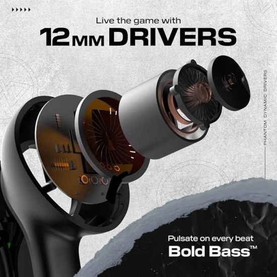 Wings Phantom Truly Wireless in Ear Earbuds with LED Battery Indiacator 50ms Low Latency 40Hrs Playtime, MEMS with Mic, Bluetooth 5.3, IPX5 Resistant, for Best Calling and Designed for Comfort Gaming