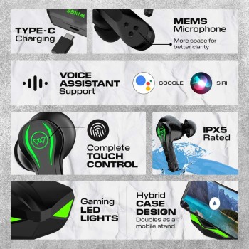 Wings Phantom Truly Wireless in Ear Earbuds with LED Battery Indiacator 50ms Low Latency 40Hrs Playtime, MEMS with Mic, Bluetooth 5.3, IPX5 Resistant, for Best Calling and Designed for Comfort Gaming Wings Phantom Truly Wireless in Ear Earbuds with LED Battery Indiacator 50ms Low Latency 40Hrs Playtime, MEMS with Mic, Bluetooth 5.3, IPX5 Resistant, for Best Calling and Designed for Comfort Gaming