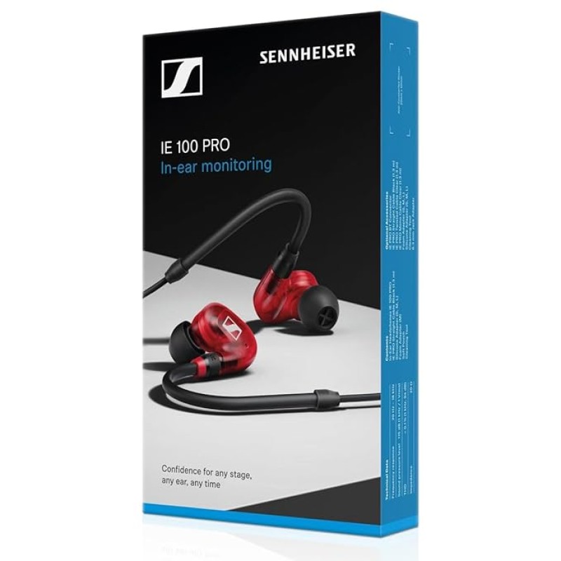 Sennheiser IE 100 Pro Wired In-Ear In Ear Earphones Monitors| Red | Precision Dynamic Drivers | Detachable Cable | 20Hz-18Khz FR | Ideal For Musicians, Live Monitoring, Studio Recording & On Stage Performances Sennheiser IE 100 Pro Wired In-Ear In Ear Earphones Monitors| Red | Precision Dynamic Drivers | Detachable Cable | 20Hz-18Khz FR | Ideal For Musicians, Live Monitoring, Studio Recording & On Stage Performances