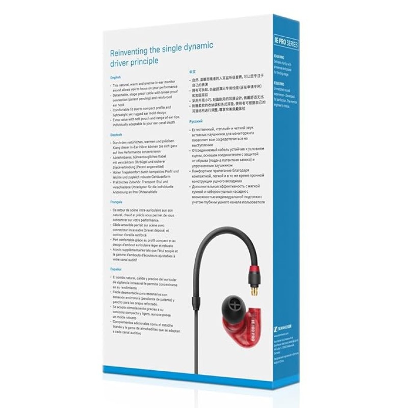 Sennheiser IE 100 Pro Wired In-Ear In Ear Earphones Monitors| Red | Precision Dynamic Drivers | Detachable Cable | 20Hz-18Khz FR | Ideal For Musicians, Live Monitoring, Studio Recording & On Stage Performances Sennheiser IE 100 Pro Wired In-Ear In Ear Earphones Monitors| Red | Precision Dynamic Drivers | Detachable Cable | 20Hz-18Khz FR | Ideal For Musicians, Live Monitoring, Studio Recording & On Stage Performances
