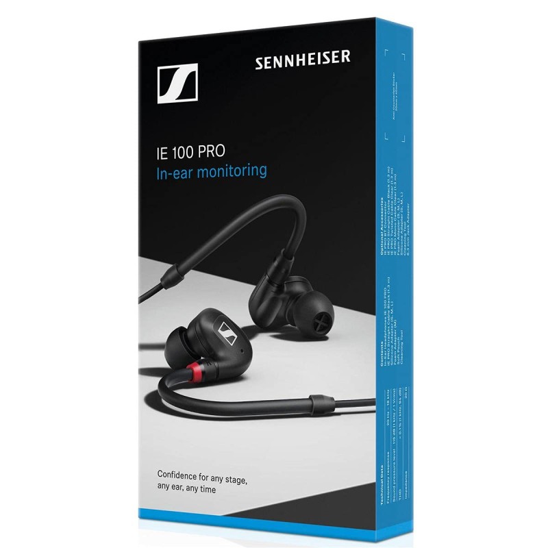Sennheiser IE 100 Pro-Black in-Ear Monitoring Headphones for Musicians on Stage & Monitoring