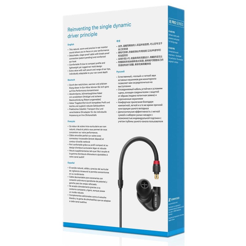 Sennheiser IE 100 Pro-Black in-Ear Monitoring Headphones for Musicians on Stage & Monitoring