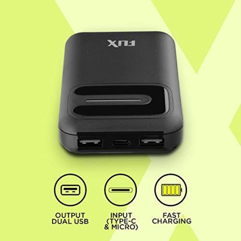 FLiX (Beetel) Marathon M1 Pocket 10,000 mAh Lithium Polymer Power Bank with 2 USB Output & LED Indicator, Type C Input & Micro USB Input Port, Made in India, Compact Design (Black)(XPB-102P) FLiX (Beetel) Marathon M1 Pocket 10,000 mAh Lithium Polymer Power Bank with 2 USB Output & LED Indicator, Type C Input & Micro USB Input Port, Made in India, Compact Design (Black)(XPB-102P)
