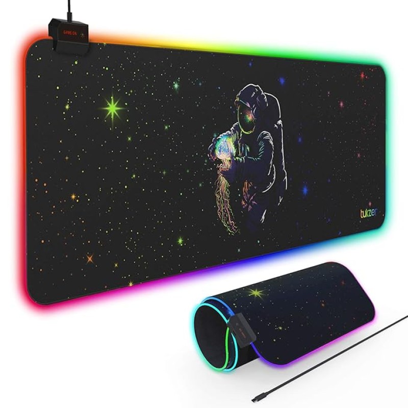 Tukzer RGB RETRO Extended Gaming Mouse Pad, High-Speed Mouse Tracking & Control| with LED Glowing Backlight 13 Lighting Modes| Desk Mat for Computer Laptop Keyboard (795mm x 298mm x 3.45mm, Astronaut) Tukzer RGB RETRO Extended Gaming Mouse Pad, High-Speed Mouse Tracking & Control| with LED Glowing Backlight 13 Lighting Modes| Desk Mat for Computer Laptop Keyboard (795mm x 298mm x 3.45mm, Astronaut)