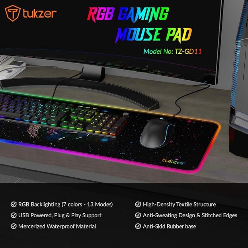 Tukzer RGB RETRO Extended Gaming Mouse Pad, High-Speed Mouse Tracking & Control| with LED Glowing Backlight 13 Lighting Modes| Desk Mat for Computer Laptop Keyboard (795mm x 298mm x 3.45mm, Astronaut) Tukzer RGB RETRO Extended Gaming Mouse Pad, High-Speed Mouse Tracking & Control| with LED Glowing Backlight 13 Lighting Modes| Desk Mat for Computer Laptop Keyboard (795mm x 298mm x 3.45mm, Astronaut)