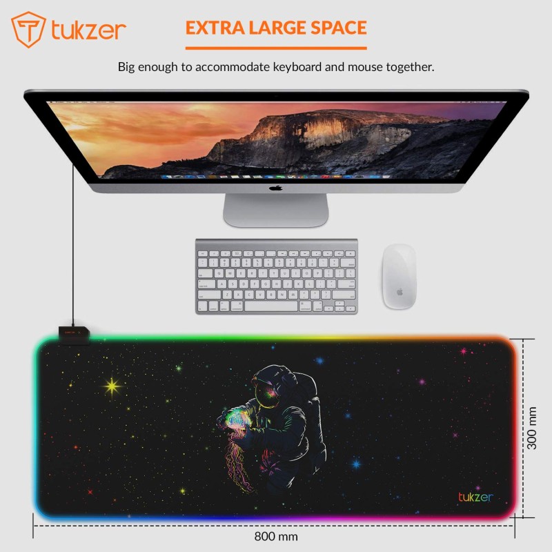 Tukzer RGB RETRO Extended Gaming Mouse Pad, High-Speed Mouse Tracking & Control| with LED Glowing Backlight 13 Lighting Modes| Desk Mat for Computer Laptop Keyboard (795mm x 298mm x 3.45mm, Astronaut) Tukzer RGB RETRO Extended Gaming Mouse Pad, High-Speed Mouse Tracking & Control| with LED Glowing Backlight 13 Lighting Modes| Desk Mat for Computer Laptop Keyboard (795mm x 298mm x 3.45mm, Astronaut)