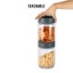 CELLO Modustack Glassy Storage Jar | Glass Jar with Lid | Air Tight Steel Lid and Stackable | For Storage of Food, Pulses, Spice, Cereals, Cookies, Dry Food | 1500ml, Grey