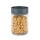 CELLO Modustack Glassy Storage Jar | Glass Jar with Lid | Air Tight Steel Lid and Stackable | For Storage of Food, Pulses, Spice, Cereals, Cookies, Dry Food | 1500ml, Grey