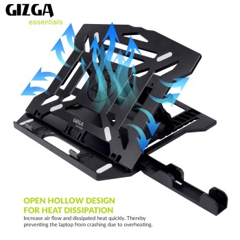 GIZGA essentials 2 in 1 Laptop/Notebook/Macbook Tabletop stand, 8-Adjustable Angles, Mobile Tabletop Stand, 12" - 15.6" Laptops, Heat Dissipation, Anti-Slip Base, Portable and Lightweight | Black GIZGA essentials 2 in 1 Laptop/Notebook/Macbook Tabletop stand, 8-Adjustable Angles, Mobile Tabletop Stand, 12" - 15.6" Laptops, Heat Dissipation, Anti-Slip Base, Portable and Lightweight | Black