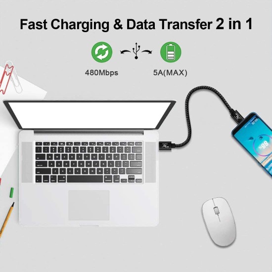 Wayona USB C to USB C 65W Short Powerbank fast charging cable compatible for Samsung Galaxy S22 S20FE 2022 S21 Ultra, S20/S10, Note 20/10, M31, M51, M33 5G, A51, A71Realme X7, Narzo, Nokia 8/8.3/5.4 (Black,0.25M)