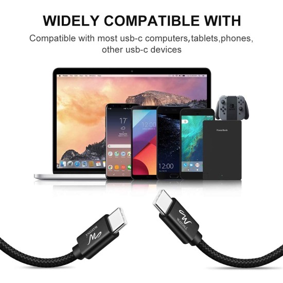 Wayona USB C to USB C 65W Short Powerbank fast charging cable compatible for Samsung Galaxy S22 S20FE 2022 S21 Ultra, S20/S10, Note 20/10, M31, M51, M33 5G, A51, A71Realme X7, Narzo, Nokia 8/8.3/5.4 (Black,0.25M)