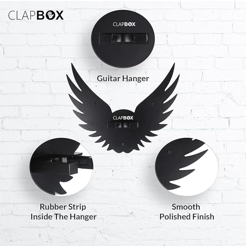 Clapbox Guitar Wall Hanger/Stand - Eagle Wings Design, suitable For Acoustic, Electric Guitars and Ukulele, black (CB-001) Clapbox Guitar Wall Hanger/Stand - Eagle Wings Design, suitable For Acoustic, Electric Guitars and Ukulele, black (CB-001)