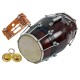 GT manufacture Professinal Mango wood Nut & Bold fitting Dholak with Manjira&Khartal Free(Brown)
