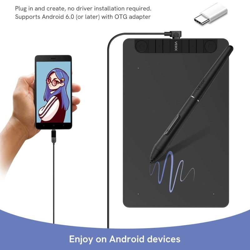 VEIKK VK1060PRO Drawing Tablet,10x6 inch/25.4 x15.24cm Graphic Pen Tablet, 2 Quick Dials,6 Express Keys, Battery-Free Stylus with Tilt Function, Compatible with Win Mac Linux Android OS (8192 Levels) VEIKK VK1060PRO Drawing Tablet,10x6 inch/25.4 x15.24cm Graphic Pen Tablet, 2 Quick Dials,6 Express Keys, Battery-Free Stylus with Tilt Function, Compatible with Win Mac Linux Android OS (8192 Levels)