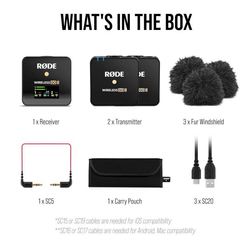 Rode Wireless Go II Dual Channel Wireless Microphone System, Black (Model Number: WIGOII) Rode Wireless Go II Dual Channel Wireless Microphone System, Black (Model Number: WIGOII)