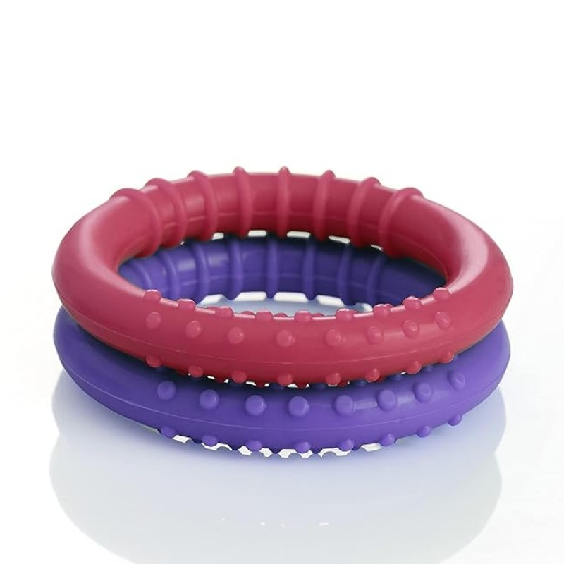 BeeBaby Loops Shape Soft Silicone Teether for 6 to 12 Months with Carry Case, BPA Free Teething Toy for Babies with Textured Surface for Soothing Gums. 100% Food Grade (Loops - Pink_Violet) Pack of 2 BeeBaby Loops Shape Soft Silicone Teether for 6 to 12 Months with Carry Case, BPA Free Teething Toy for Babies with Textured Surface for Soothing Gums. 100% Food Grade (Loops - Pink_Violet) Pack of 2