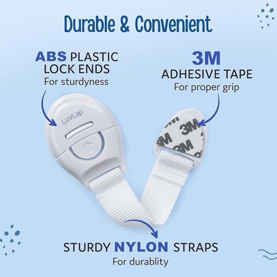 LuvLap Baby Safety Furniture Locks, Pack of 10, Adjustable and Flexible with 3M Adhesive, Safety Locks for Kids, Child Safety Locks for Drawers, Cabinets, Fridge, Cupboard (White) LuvLap Baby Safety Furniture Locks, Pack of 10, Adjustable and Flexible with 3M Adhesive, Safety Locks for Kids, Child Safety Locks for Drawers, Cabinets, Fridge, Cupboard (White)